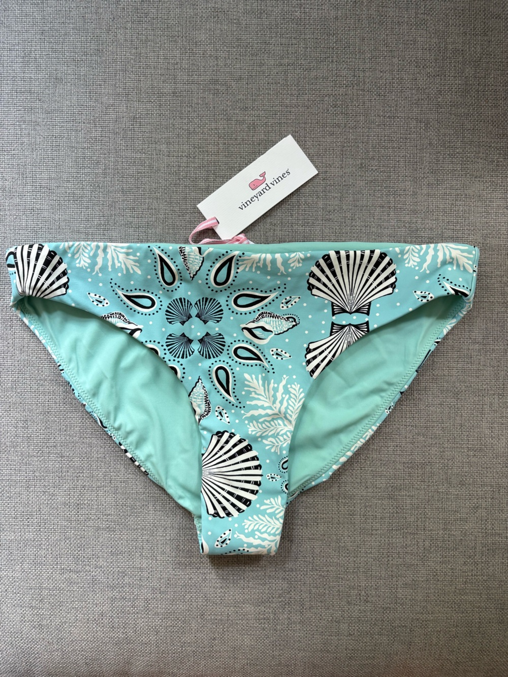 Vineyard Vines Aqua Seashell Print low rise Women’s Bikini Bottoms